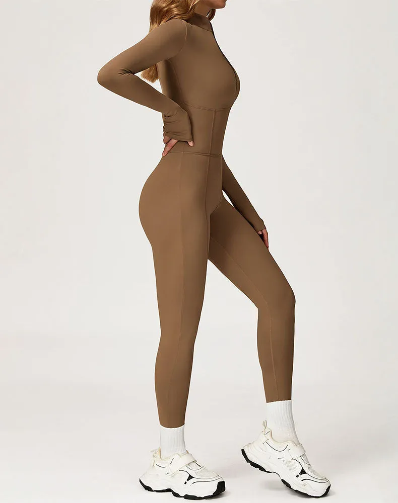 Contour Seams Workout Jumpsuit Zip Up One Piece Bodysuit sold by CRAVE by Frederick Wilhelm product image thumbnail 4