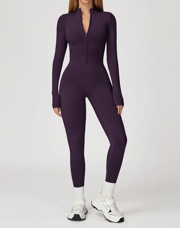 Long Sleeve Workout Jumpsuit Zip Up One Piece Bodysuit made by CRAVE by Frederick Wilhelm