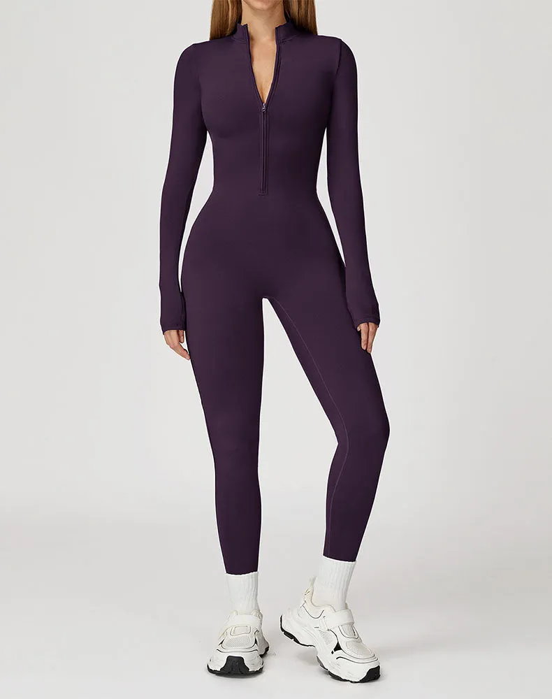 Long Sleeve Workout Jumpsuit Zip Up One Piece Bodysuit sold by CRAVE by Frederick Wilhelm