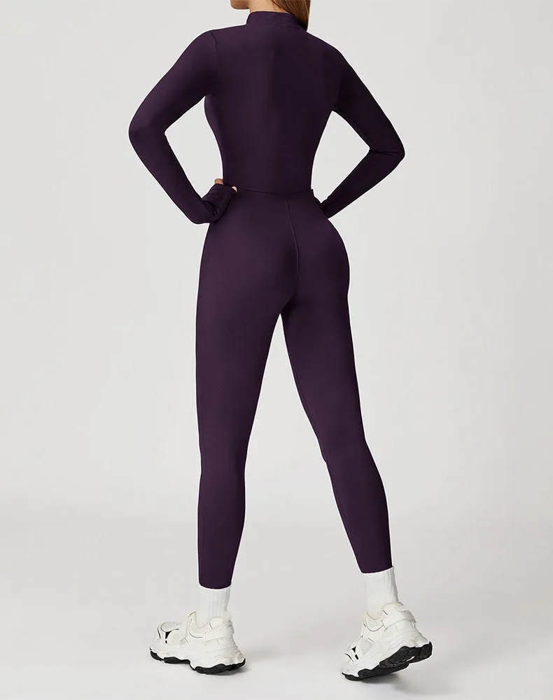 Long Sleeve Workout Jumpsuit Zip Up One Piece Bodysuit sold by CRAVE by Frederick Wilhelm product image thumbnail 2