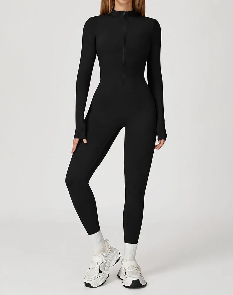 Long Sleeve Workout Jumpsuit Zip Up One Piece Bodysuit sold by CRAVE by Frederick Wilhelm product image thumbnail 5