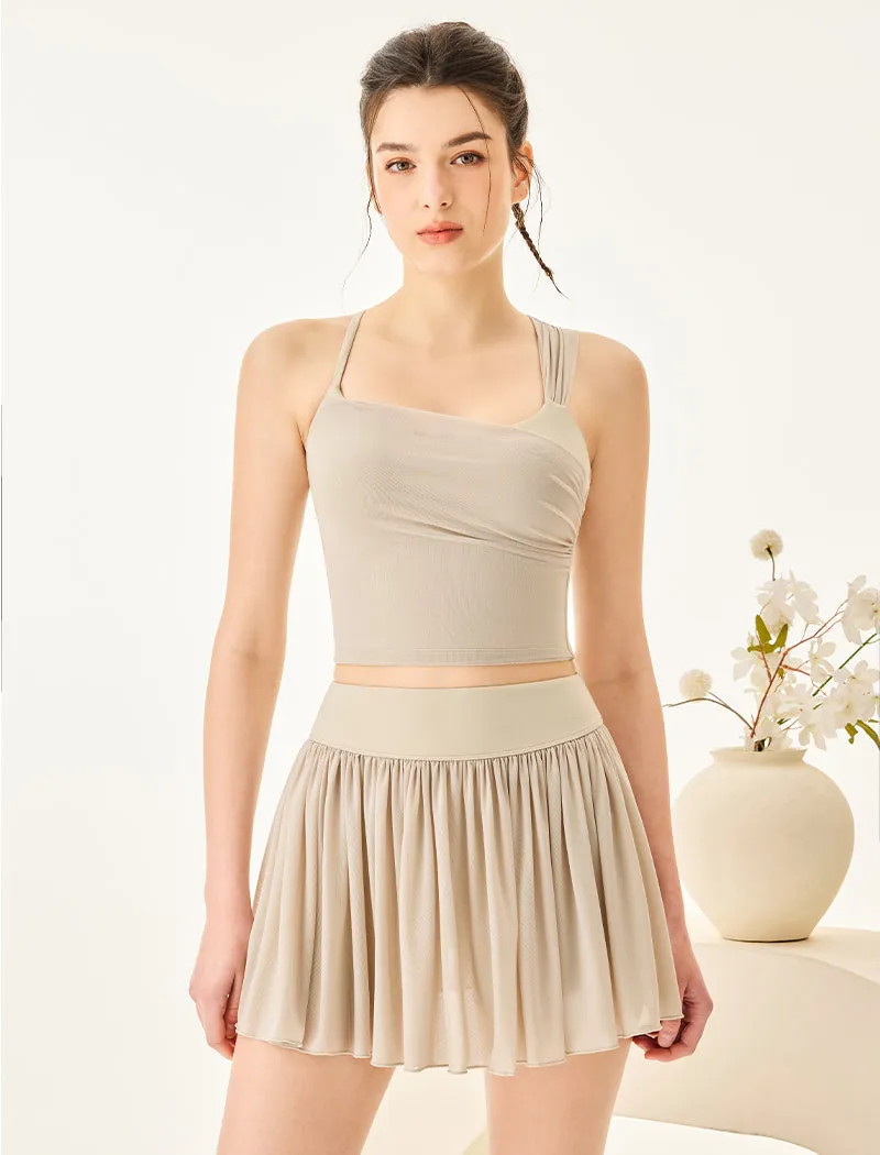 Mesh Tennis Set with Asymmetrical Strap Tank Top and Skirt sold by CRAVE by Frederick Wilhelm product image thumbnail 4