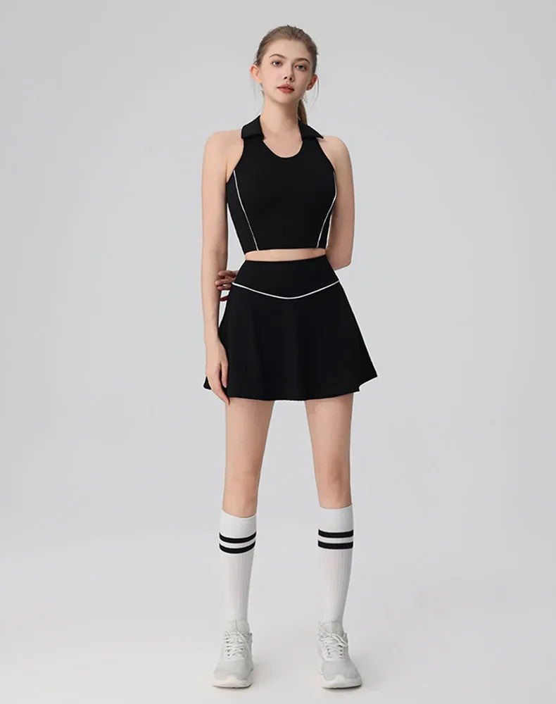 Tennis Sets with Polo Collared Crop Tank Top and Golf Skirt sold by CRAVE by Frederick Wilhelm product image thumbnail 3
