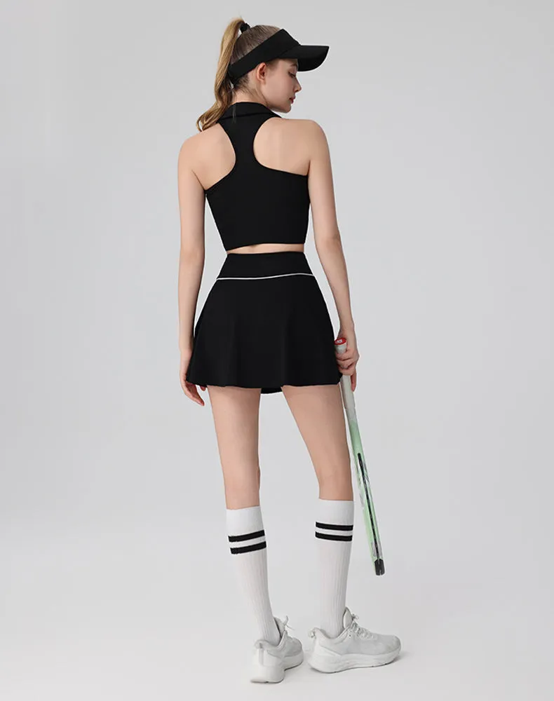 Tennis Sets with Polo Collared Crop Tank Top and Golf Skirt sold by CRAVE by Frederick Wilhelm product image thumbnail 5