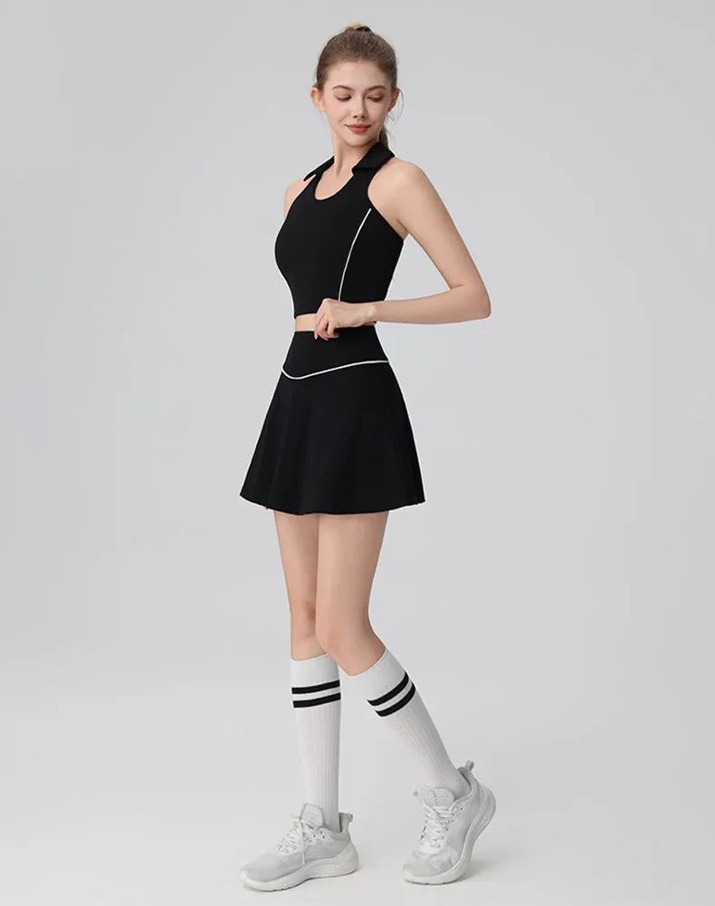 Tennis Sets with Polo Collared Crop Tank Top and Golf Skirt sold by CRAVE by Frederick Wilhelm product image thumbnail 4