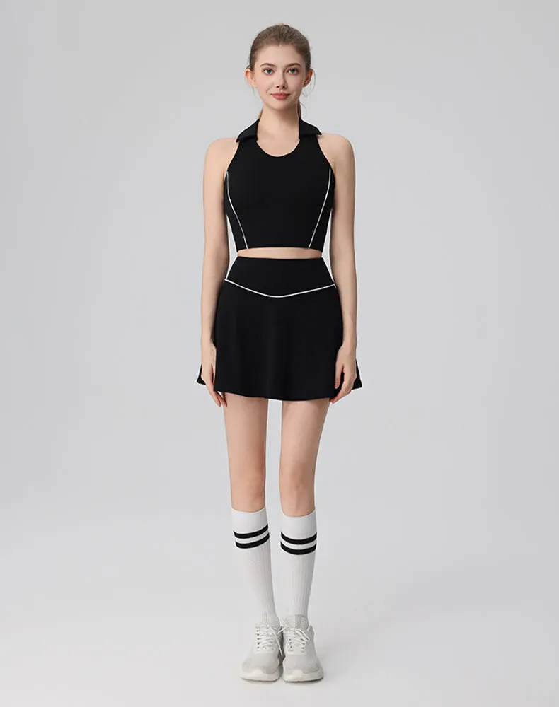 Tennis Sets with Polo Collared Crop Tank Top and Golf Skirt sold by CRAVE by Frederick Wilhelm product image thumbnail 2