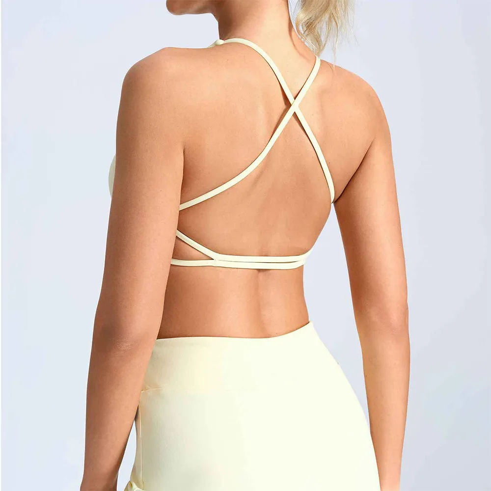 Open Back Strappy Sports Bras Crisscross Yoga Crop Tanks sold by CRAVE by Frederick Wilhelm product image thumbnail 5