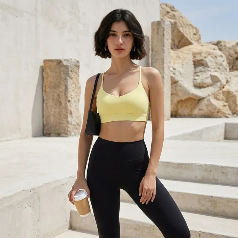 Twist Cross Back Sports Bra Adjustable Thin Straps Yoga Tops made by CRAVE by Frederick Wilhelm