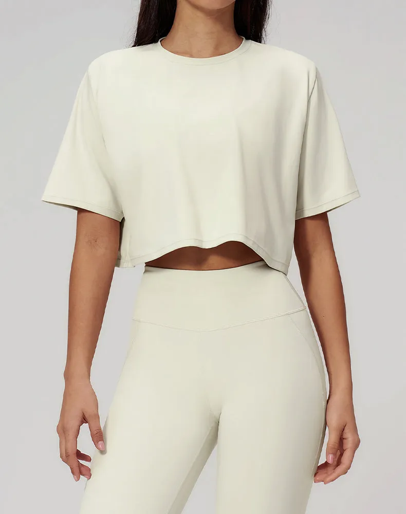 Short Sleeve Crop Tops Round Neck T-Shirts Loose Fit Blouse sold by CRAVE by Frederick Wilhelm