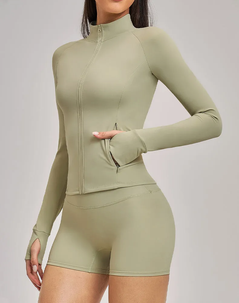 Cropped Athletic Jacket with Pockets and Thumb Holes sold by CRAVE by Frederick Wilhelm product image thumbnail 3
