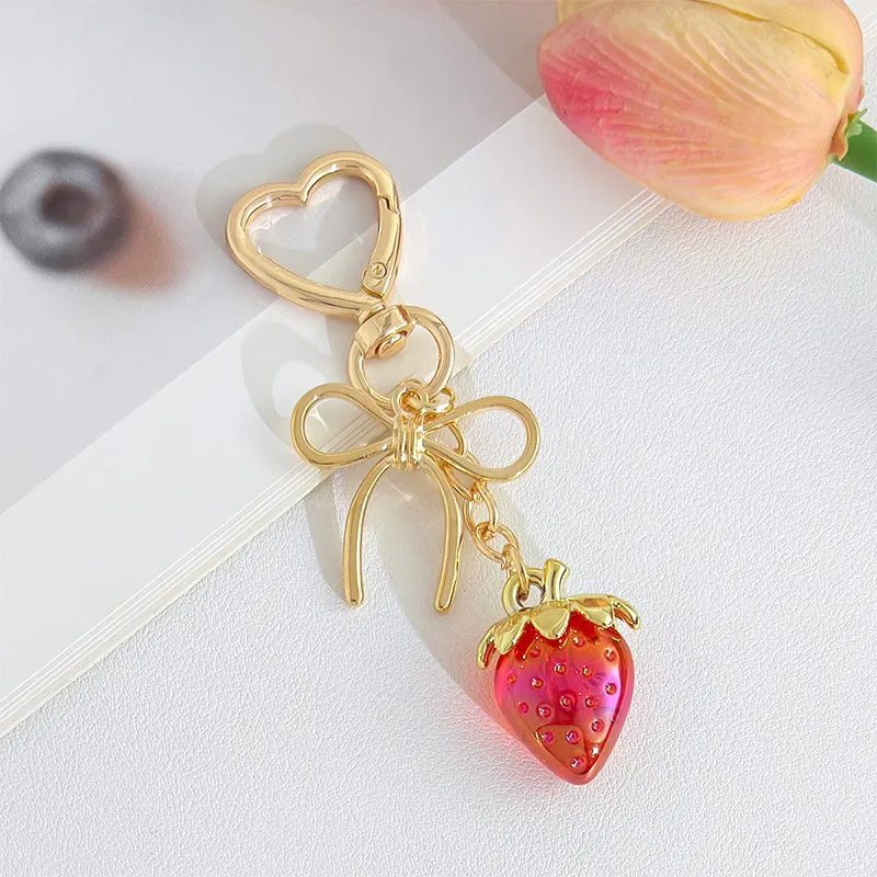 Strawberry Bow Keychain Clear Purple Cute Bag Heart Charms sold by CRAVE by Frederick Wilhelm product image thumbnail 3