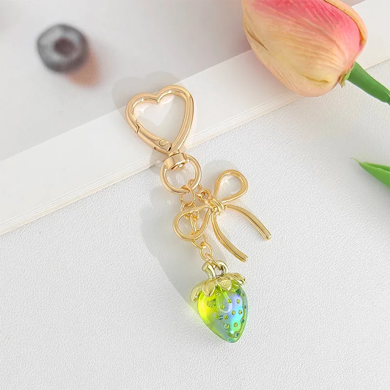 Strawberry Bow Keychain Clear Purple Cute Bag Heart Charms sold by CRAVE by Frederick Wilhelm product image thumbnail 5