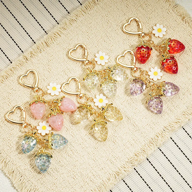 Cute Strawberry Keychain Bag Charm with Flower made by CRAVE by Frederick Wilhelm
