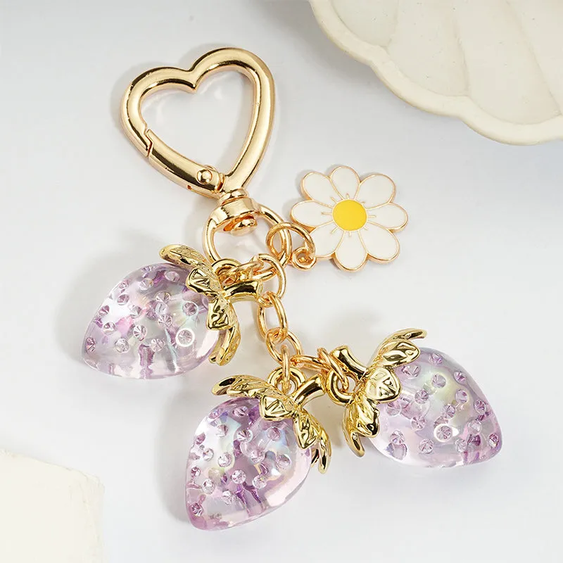 Cute Strawberry Keychain Bag Charm with Flower sold by CRAVE by Frederick Wilhelm product image thumbnail 5