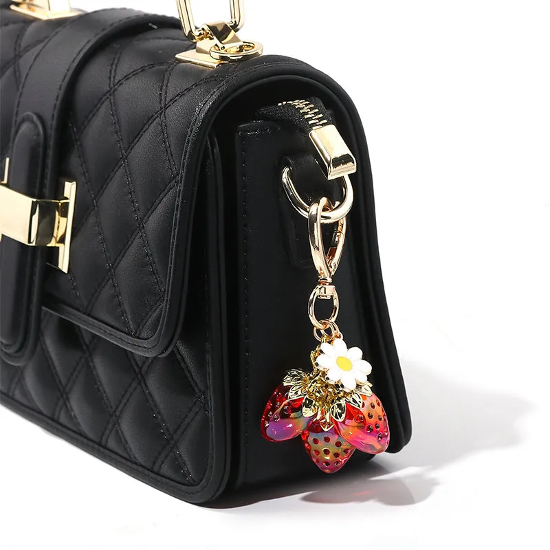 Cute Strawberry Keychain Bag Charm with Flower sold by CRAVE by Frederick Wilhelm product image thumbnail 3