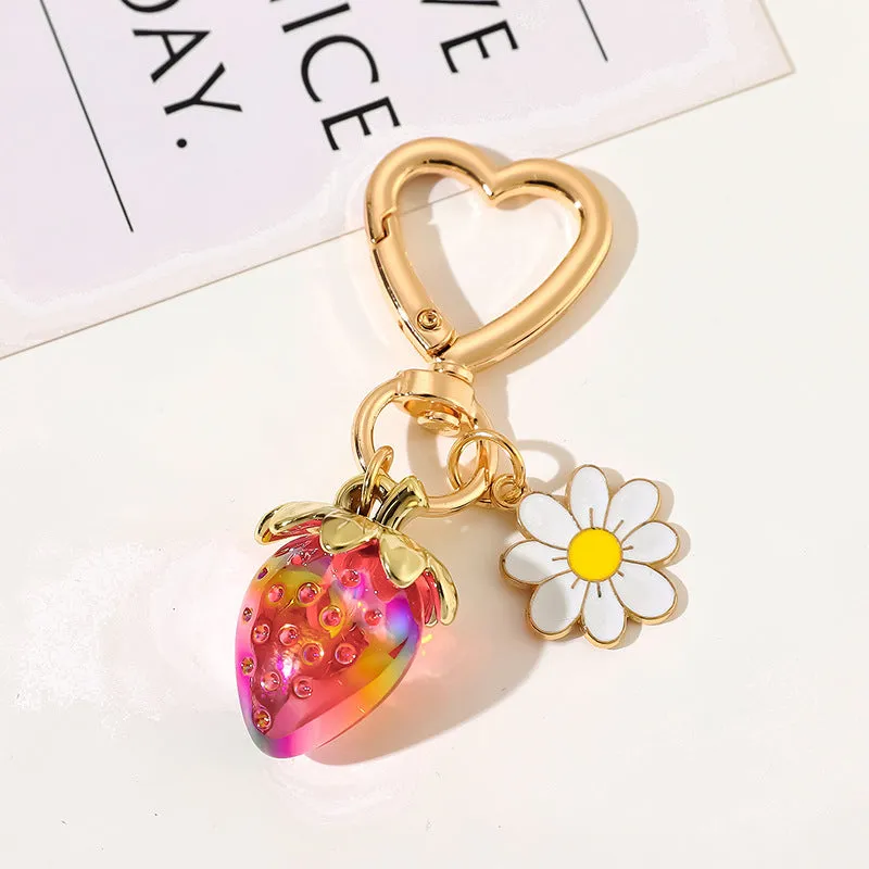 Cute Strawberry Keychains Heart Flower Daisy Bag Charms sold by CRAVE by Frederick Wilhelm product image thumbnail 4