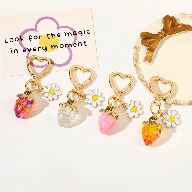 Cute Strawberry Keychains Heart Flower Daisy Bag Charms sold by CRAVE by Frederick Wilhelm product image thumbnail 2