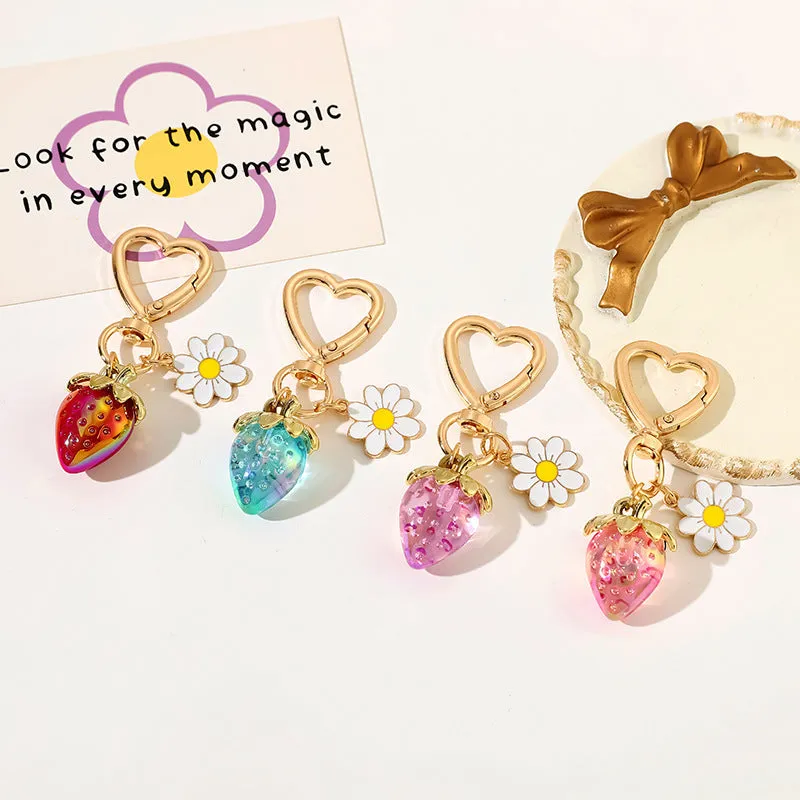 Cute Strawberry Keychains Heart Flower Daisy Bag Charms sold by CRAVE by Frederick Wilhelm product image thumbnail 3