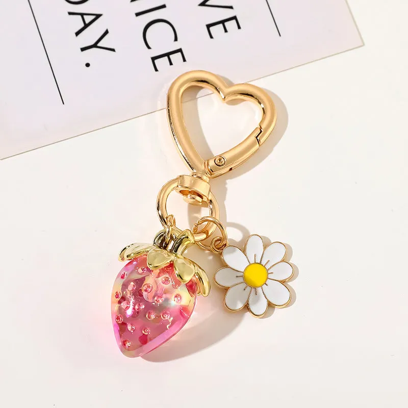 Cute Strawberry Keychains Heart Flower Daisy Bag Charms sold by CRAVE by Frederick Wilhelm product image thumbnail 5