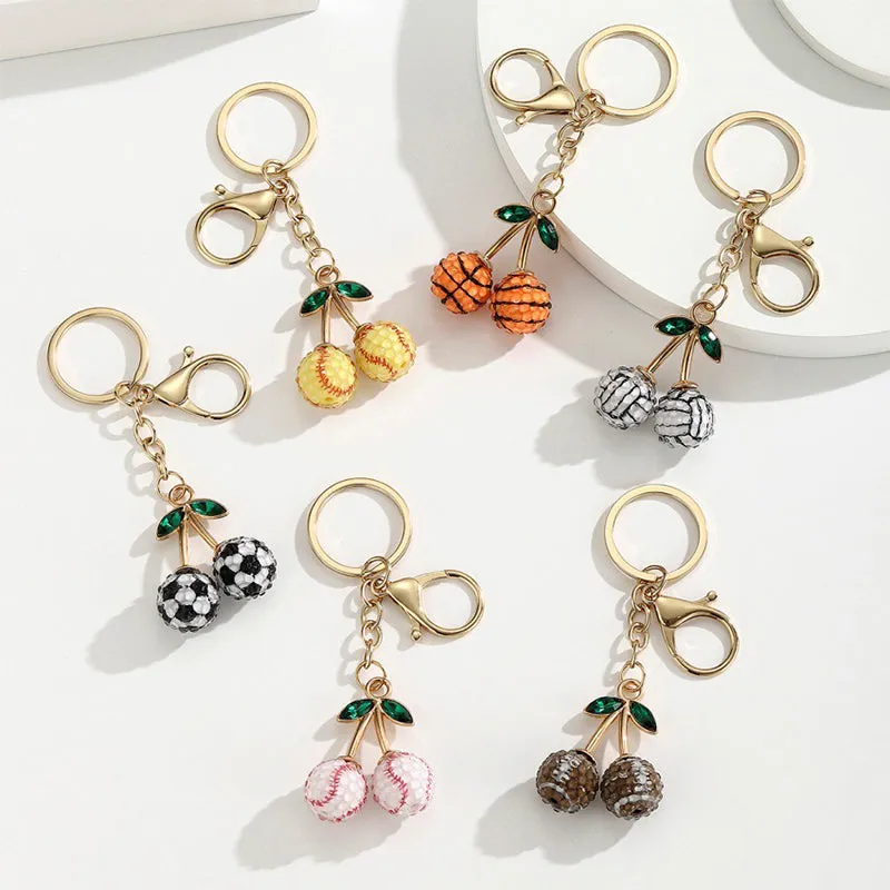 Rhinestone Sports Ball Cherry Keychain Key Ring Bag Charm made by CRAVE by Frederick Wilhelm