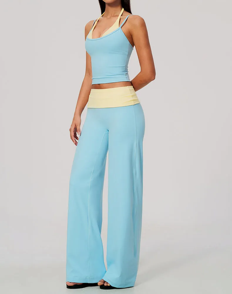 2 Piece Color Block Tank Top and Fold Over Flare Pant Sets sold by CRAVE by Frederick Wilhelm product image thumbnail 2