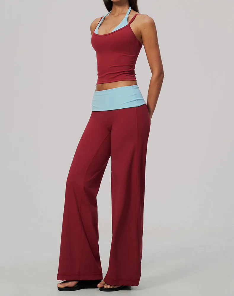 2 Piece Color Block Tank Top and Fold Over Flare Pant Sets sold by CRAVE by Frederick Wilhelm product image thumbnail 5