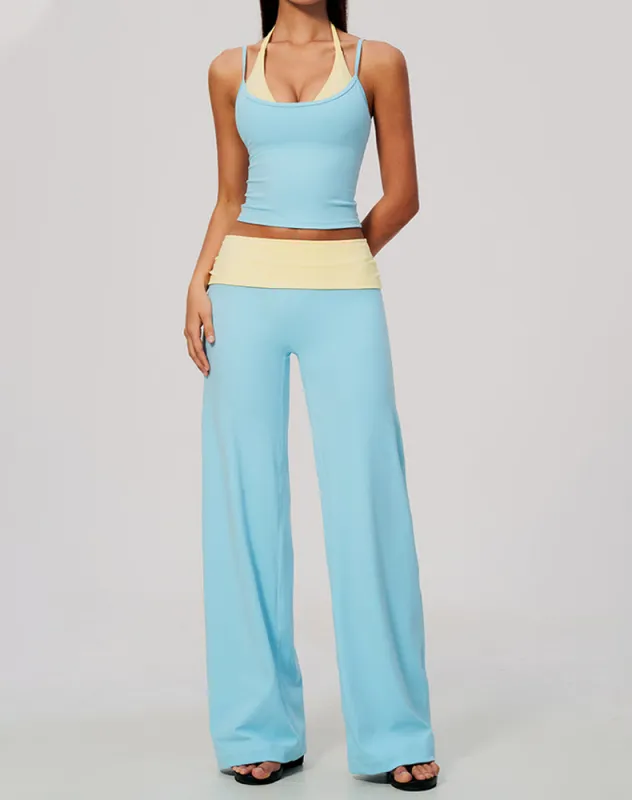 2 Piece Color Block Tank Top and Fold Over Flare Pant Sets made by CRAVE by Frederick Wilhelm