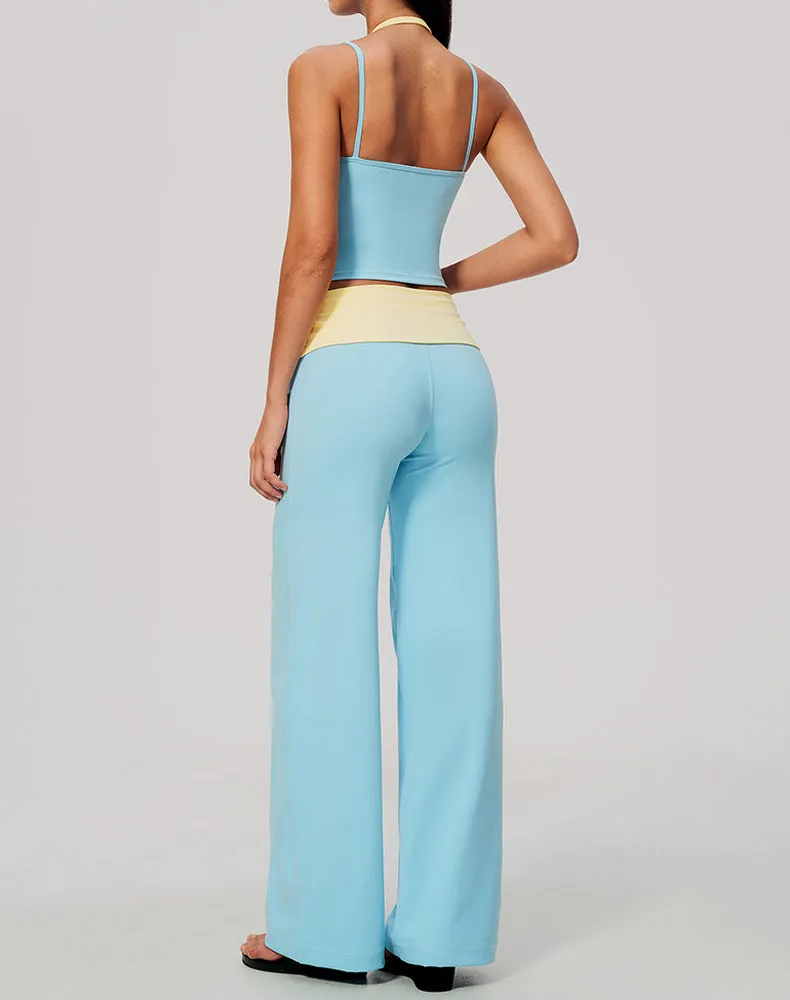 2 Piece Color Block Tank Top and Fold Over Flare Pant Sets sold by CRAVE by Frederick Wilhelm product image thumbnail 3