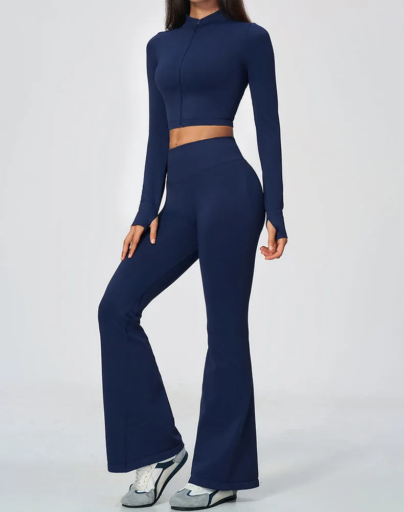 2-Piece Athletic Set Cropped Jacket and Flare Pants sold by CRAVE by Frederick Wilhelm product image thumbnail 2