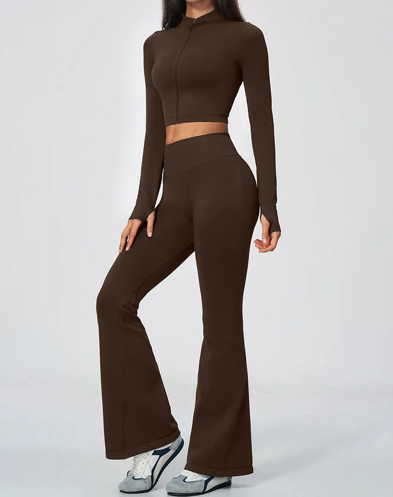2-Piece Athletic Set Cropped Jacket and Flare Pants sold by CRAVE by Frederick Wilhelm product image thumbnail 5