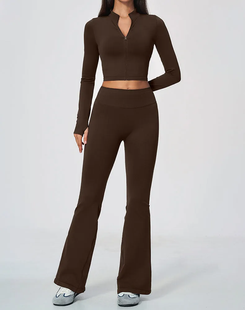 2-Piece Athletic Set Cropped Jacket and Flare Pants sold by CRAVE by Frederick Wilhelm product image thumbnail 4
