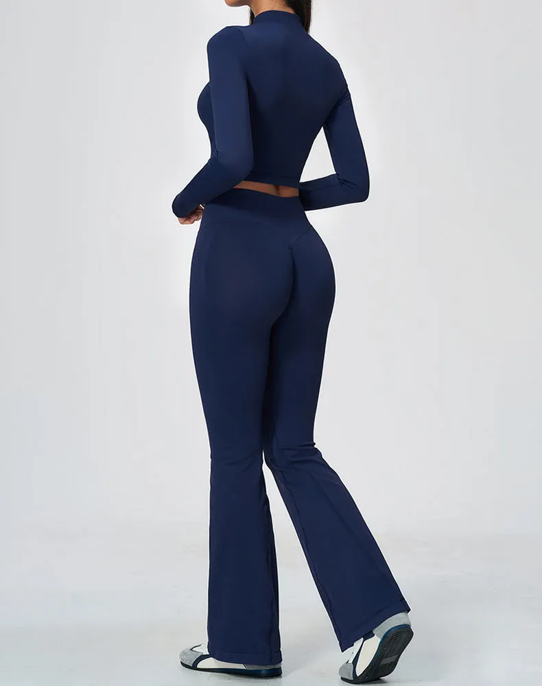2-Piece Athletic Set Cropped Jacket and Flare Pants sold by CRAVE by Frederick Wilhelm product image thumbnail 3