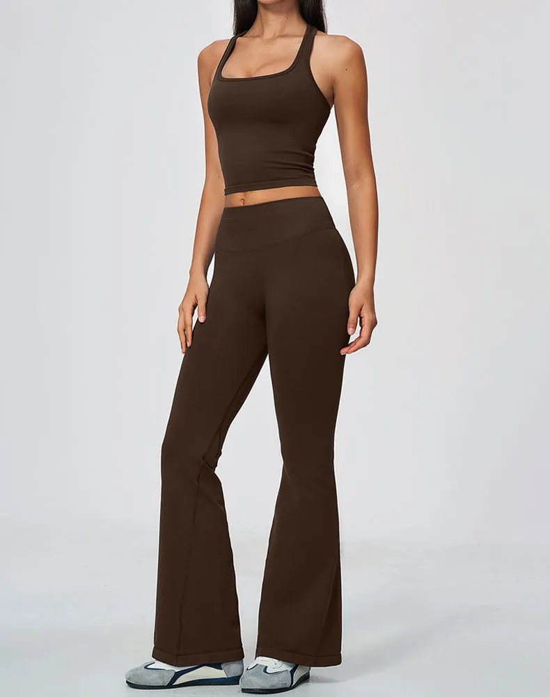 2-Piece Athletic Set Ribbed Tank Top and Flare Pants sold by CRAVE by Frederick Wilhelm product image thumbnail 2