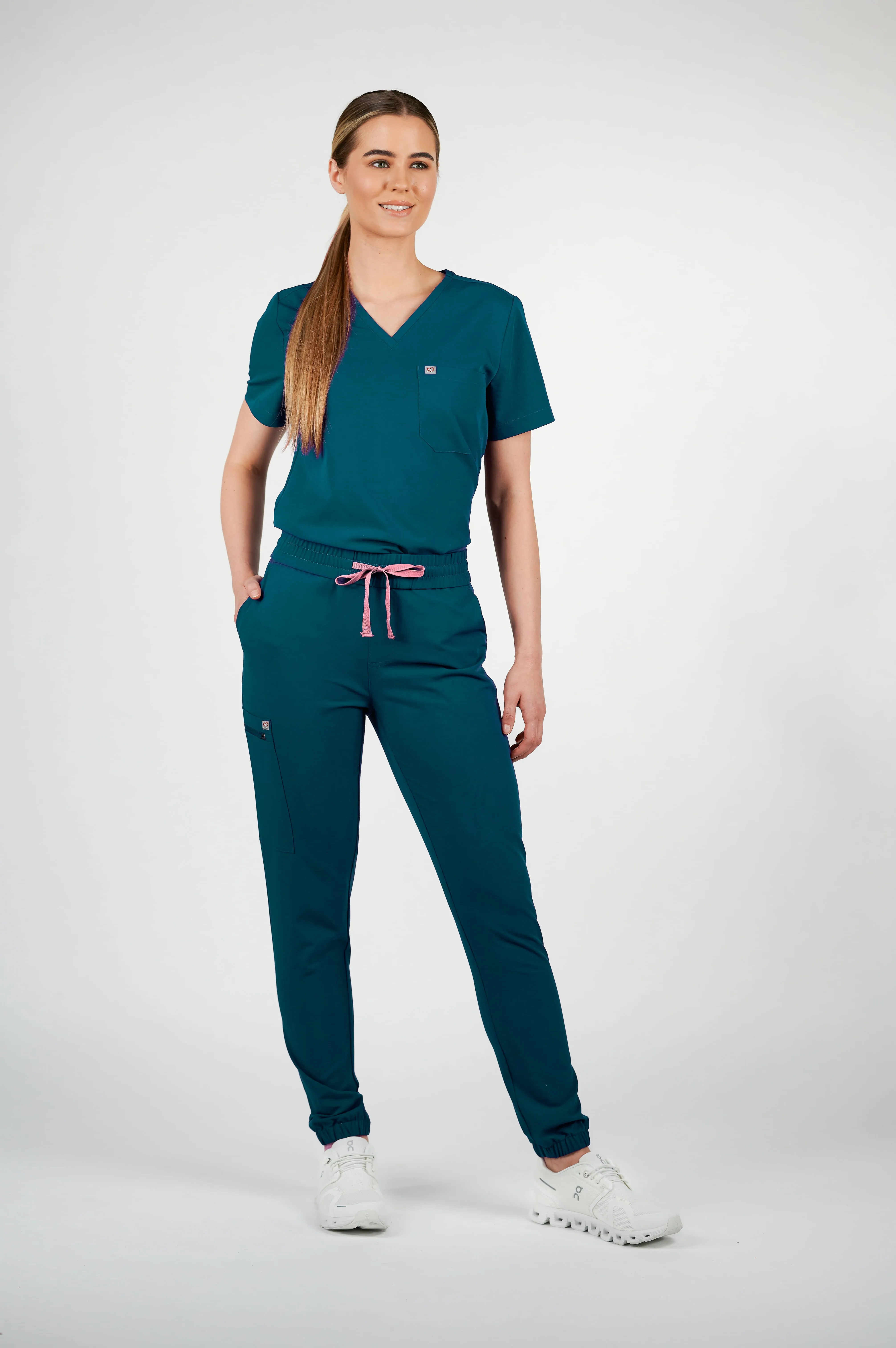 Clover Jogger Women's Caribbean Blue Scrub Pants sold by Create Amor product image thumbnail 3