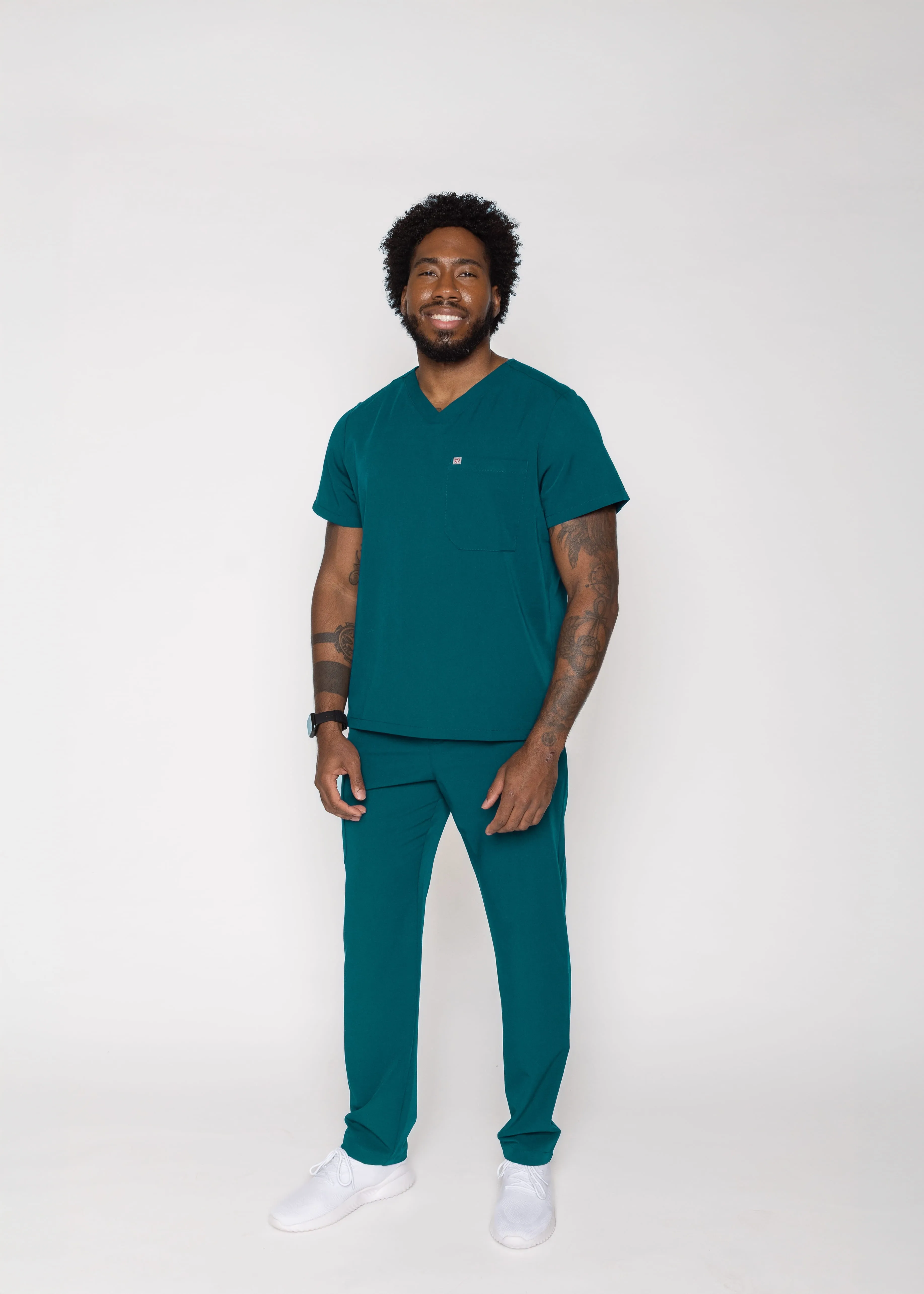 Paris One-Pocket Men's Caribbean Blue Scrub Top sold by Create Amor product image thumbnail 3