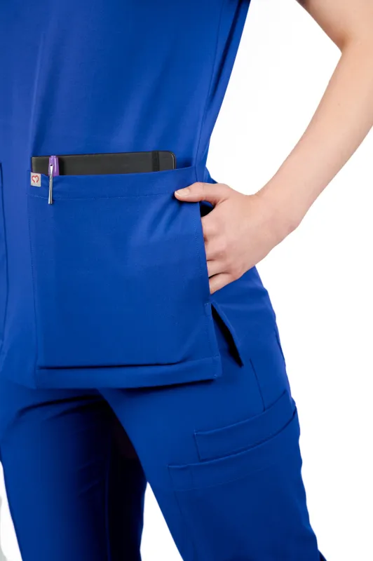 Iris Five-Pocket Women's Galaxy Blue Scrub Top sold by Create Amor