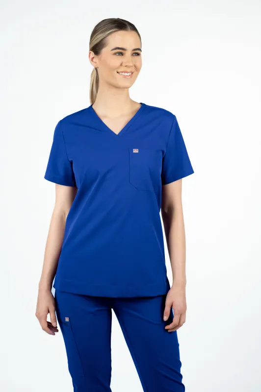 Rose One-Pocket Womens Galaxy Blue Scrub Top sold by Create Amor