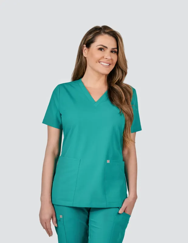 Iris Five-Pocket Women's Teal Scrub Top sold by Create Amor