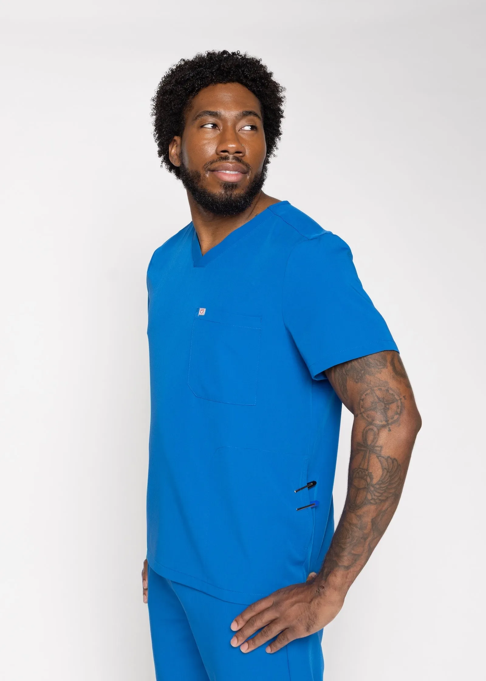 Venice Three-Pocket Mens Royal Blue Scrub Top sold by Create Amor