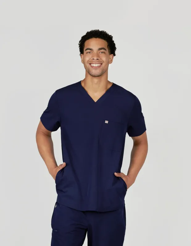 Venice Three-Pocket Mens Navy Scrub Top sold by Create Amor