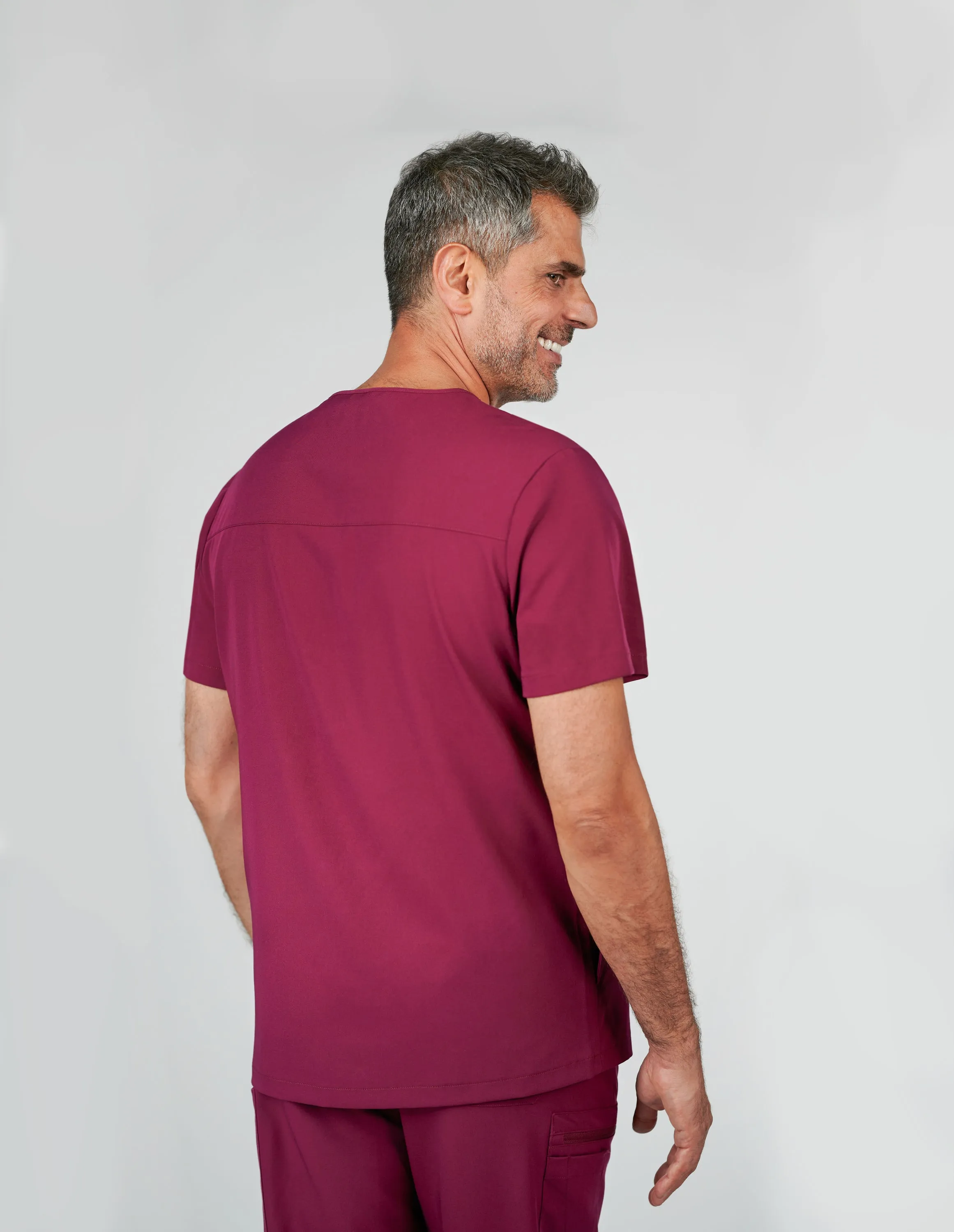 Venice Three-Pocket Mens Maroon Scrub Top sold by Create Amor product image thumbnail 2