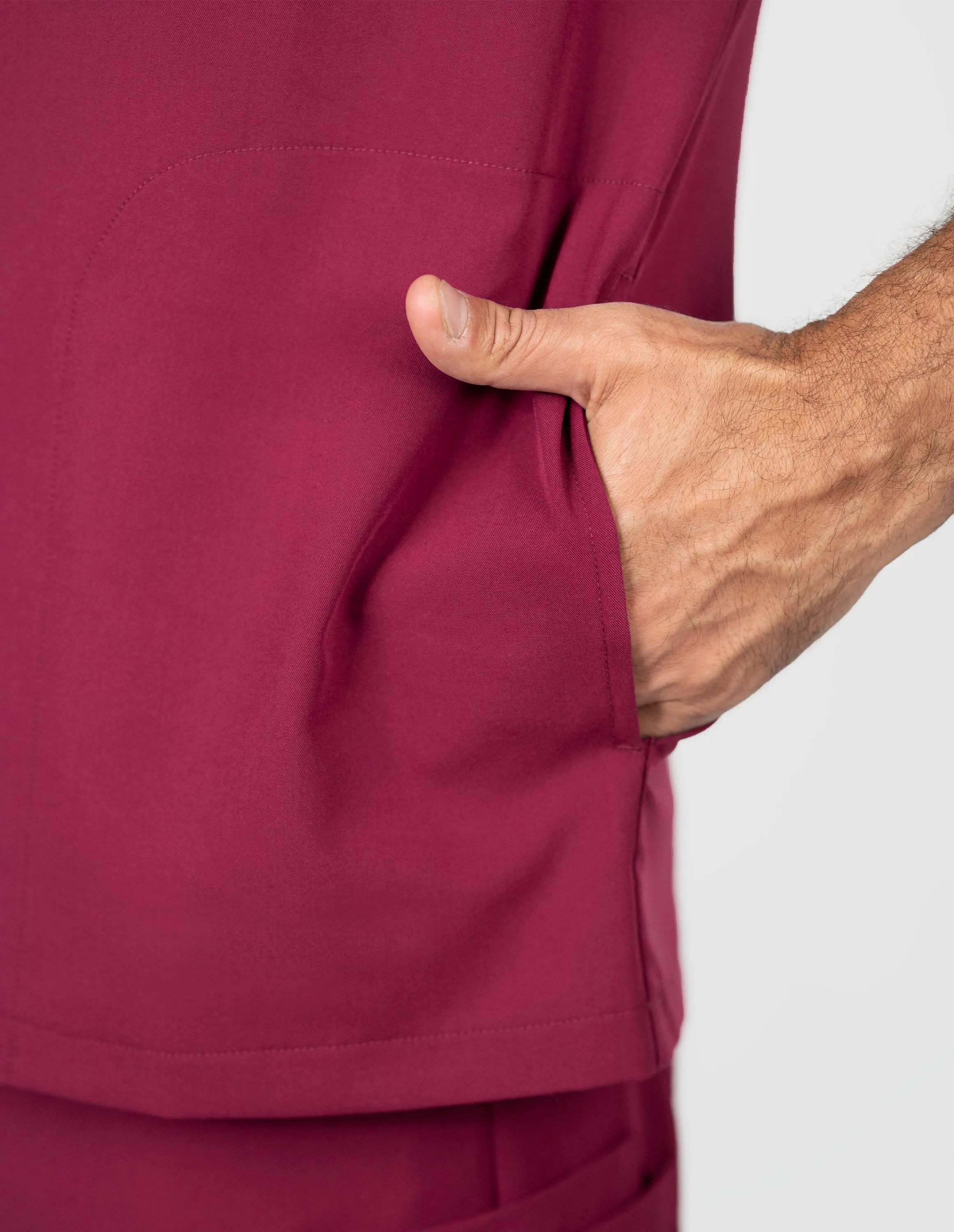 Venice Three-Pocket Mens Maroon Scrub Top sold by Create Amor product image thumbnail 4