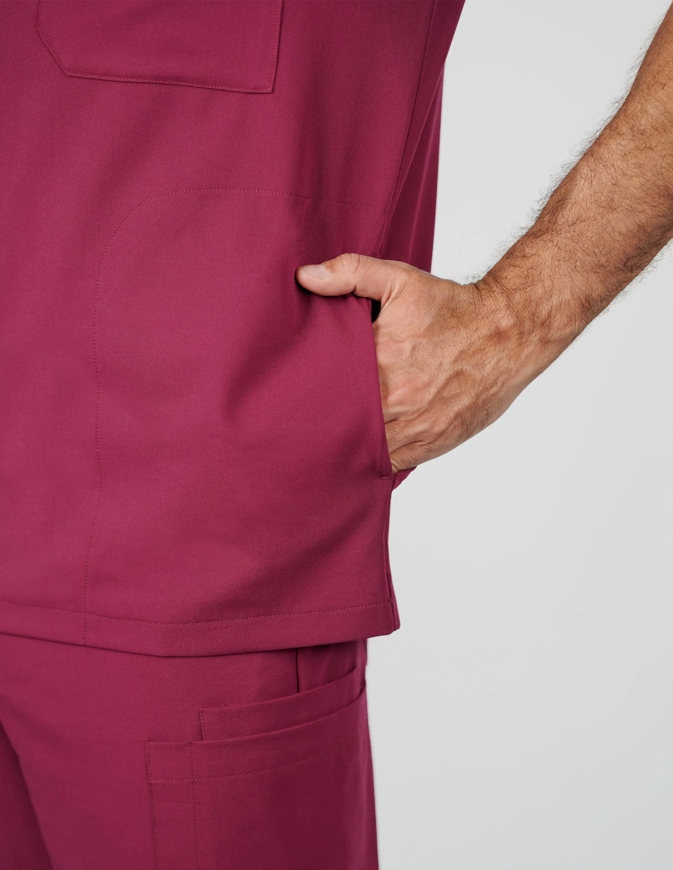 Venice Three-Pocket Mens Maroon Scrub Top sold by Create Amor product image thumbnail 3