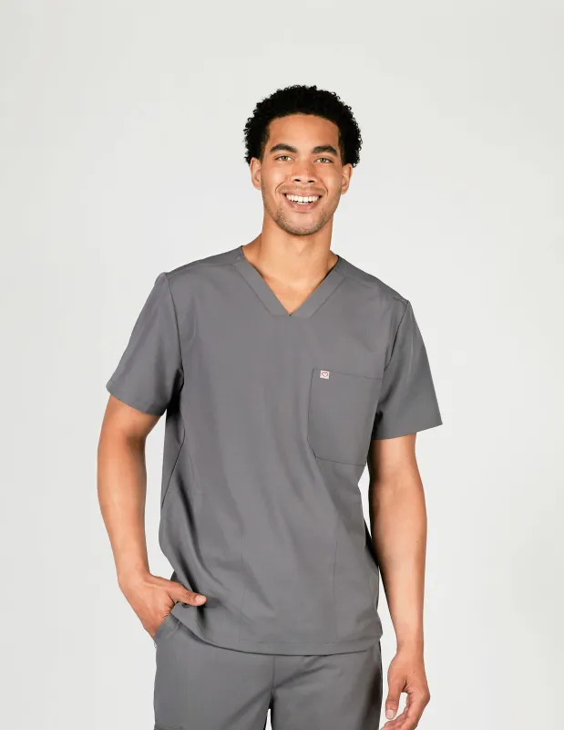 Venice Three-Pocket Mens Charcoal Scrub Top sold by Create Amor