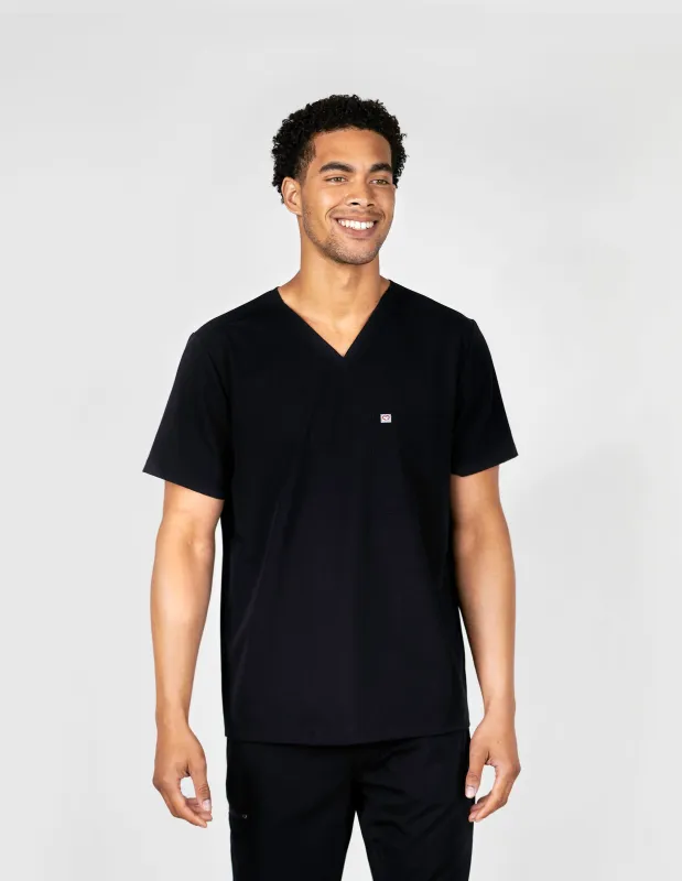 Venice Three-Pocket Mens Black Scrub Top sold by Create Amor