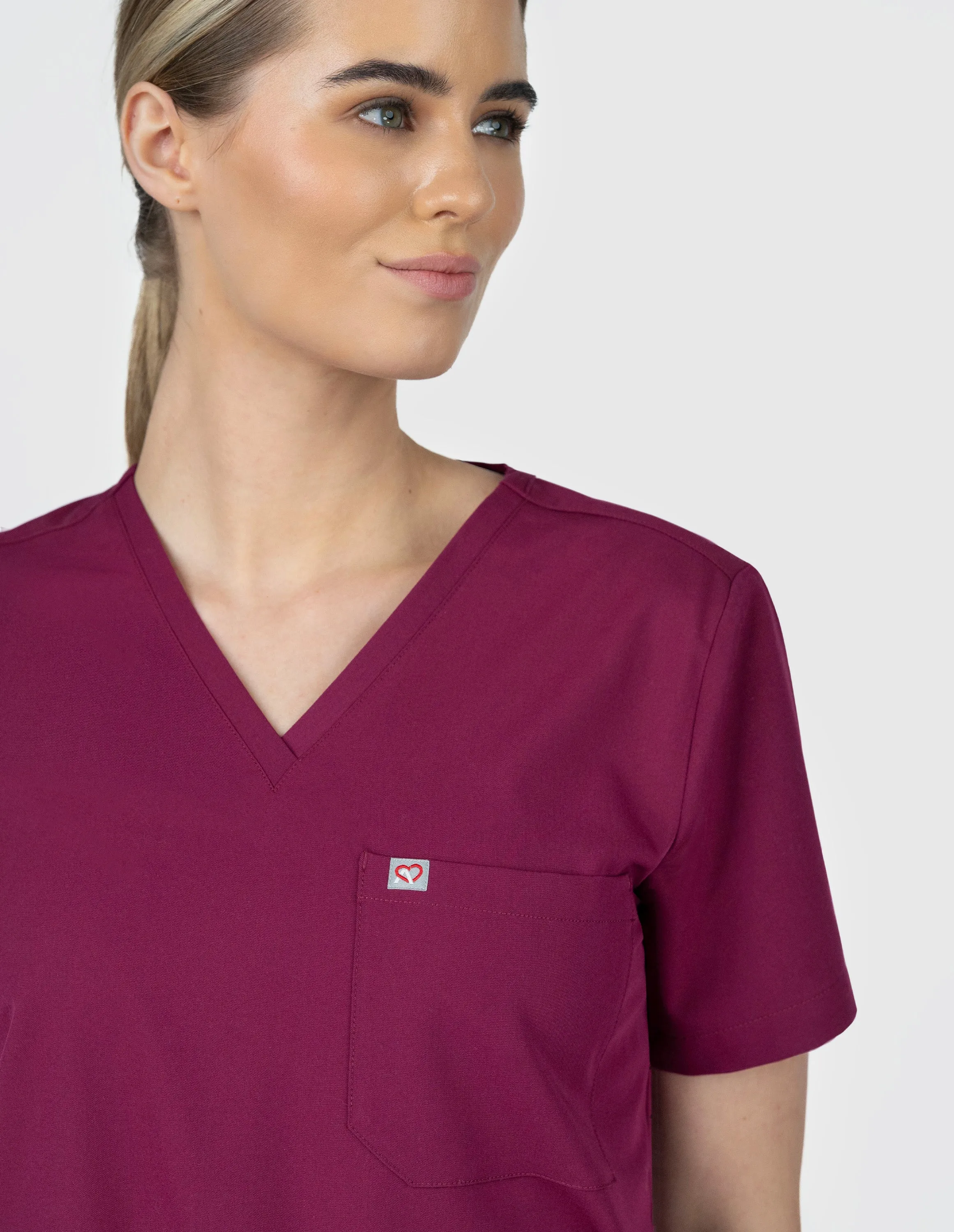 Rose One-Pocket Womens Maroon Scrub Top sold by Create Amor product image thumbnail 5
