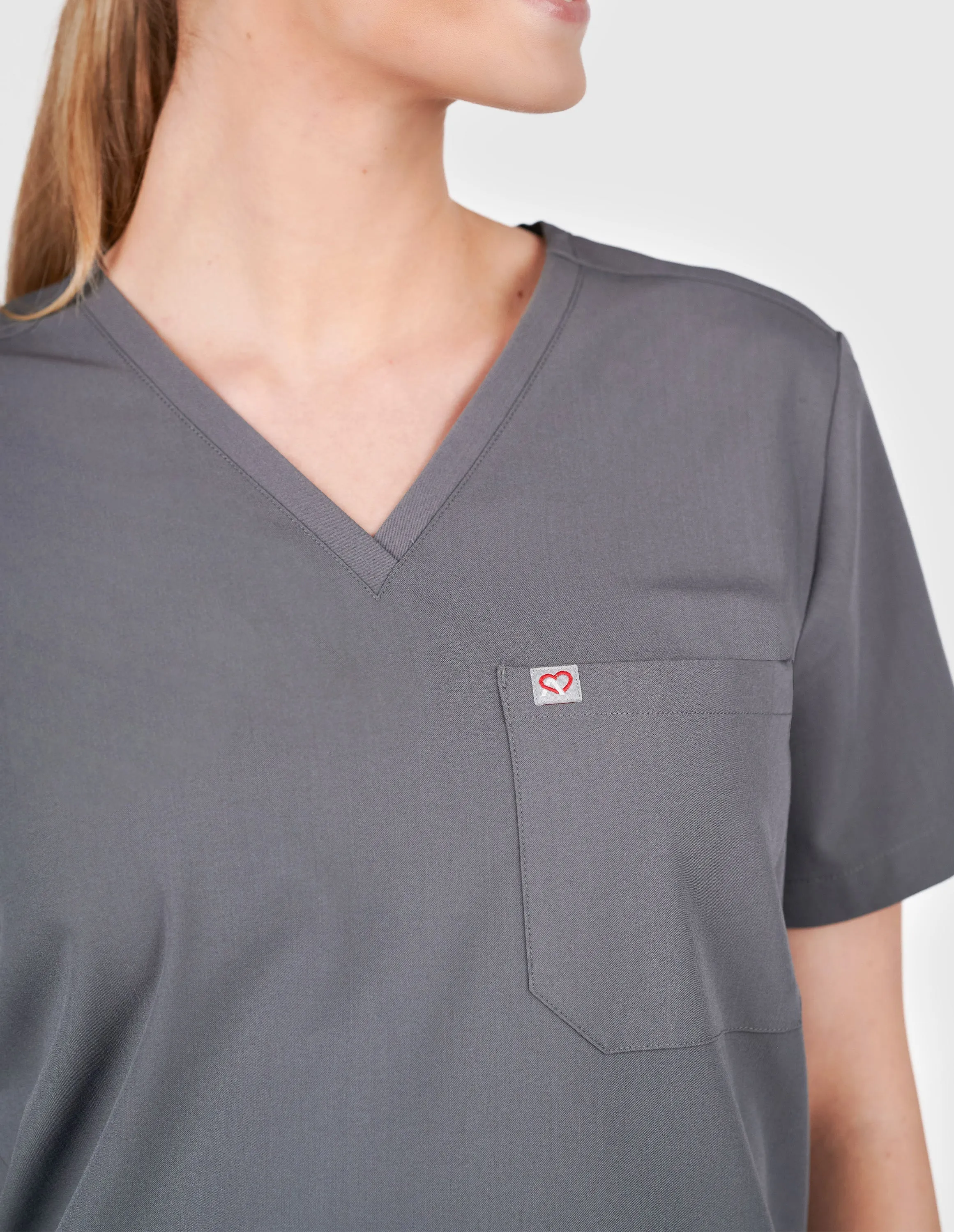 Rose One-Pocket Womens Charcoal Scrub Top sold by Create Amor product image thumbnail 5