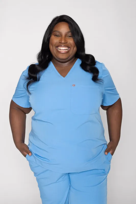 Rose One-Pocket Womens Ceil Blue Scrub Top sold by Create Amor