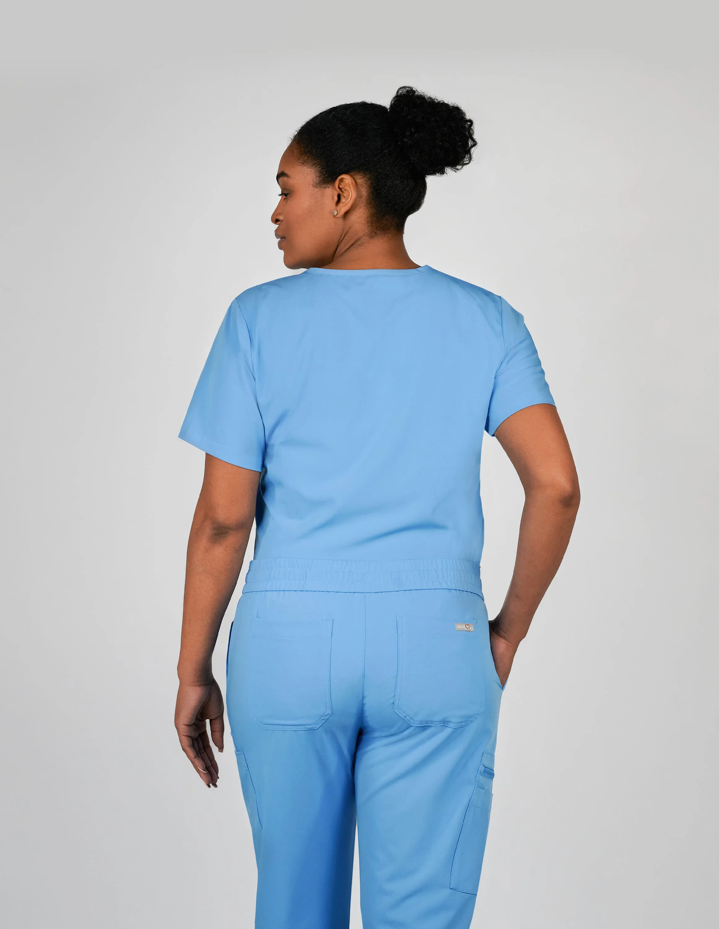 Rose One-Pocket Womens Ceil Blue Scrub Top sold by Create Amor product image thumbnail 3