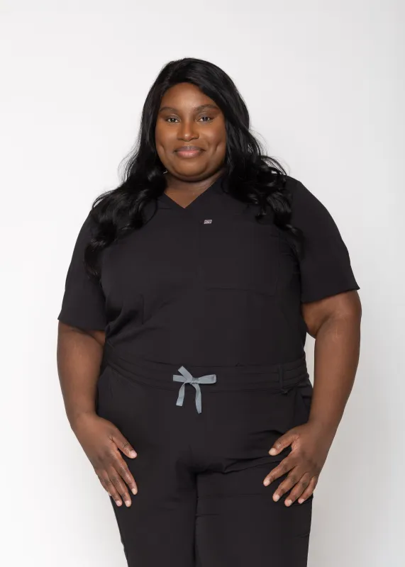 Rose One-Pocket Womens Black Scrub Top sold by Create Amor